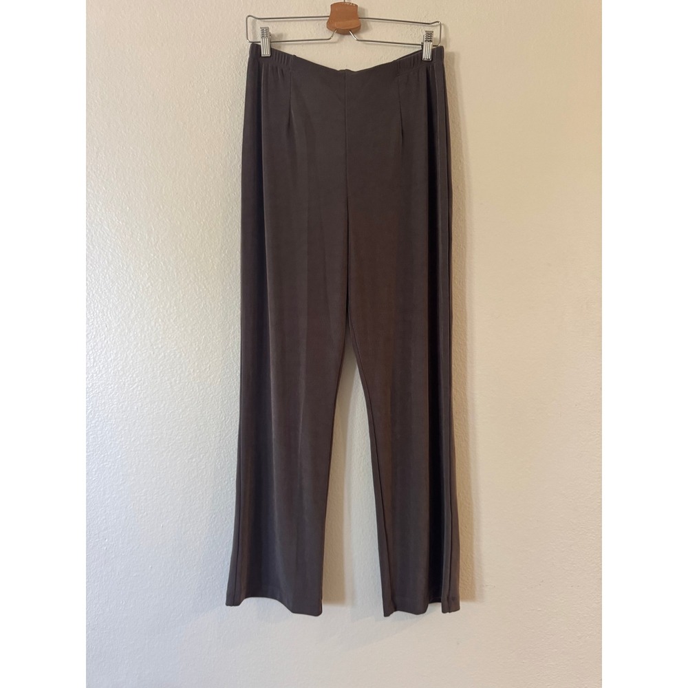 Chico's Travelers Pants Straight Leg Slinky Elastic Waist Size 2 Brown Excellent